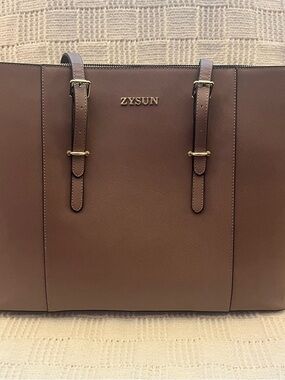 Zysun Brown Laptop Tote Bag for Women